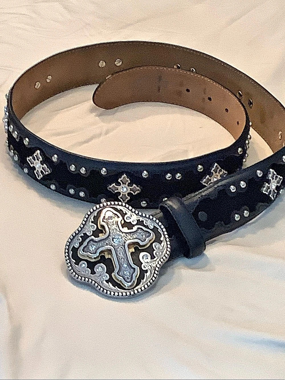 Justin Boots 125 Years Anniversary Rhinestone Cross Western Belt